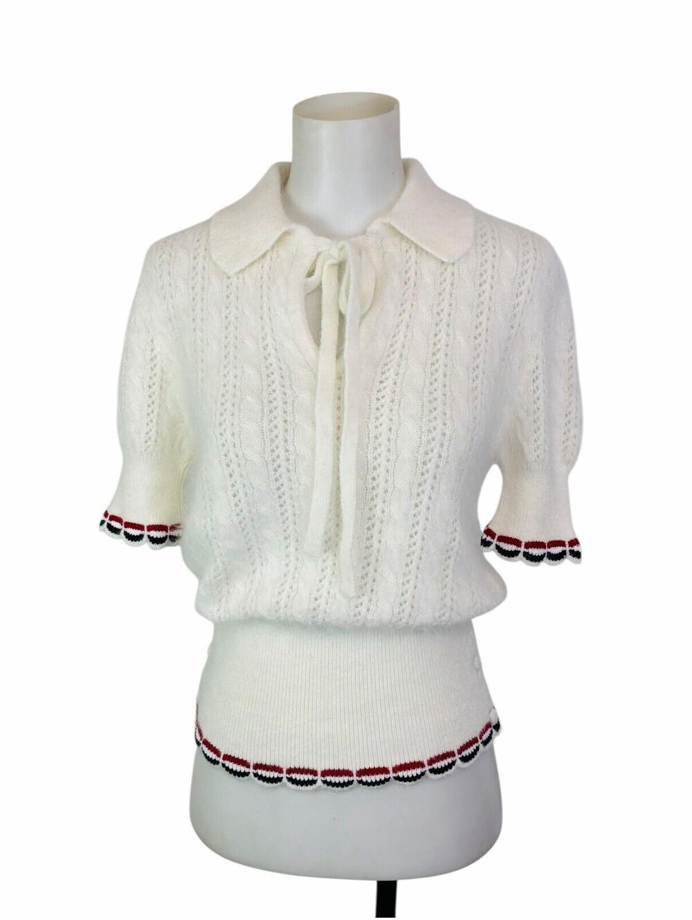 THOM BROWNE WHITE ANGORA CASHMERE    SWEATER 1 OF 1 SIZE XS
